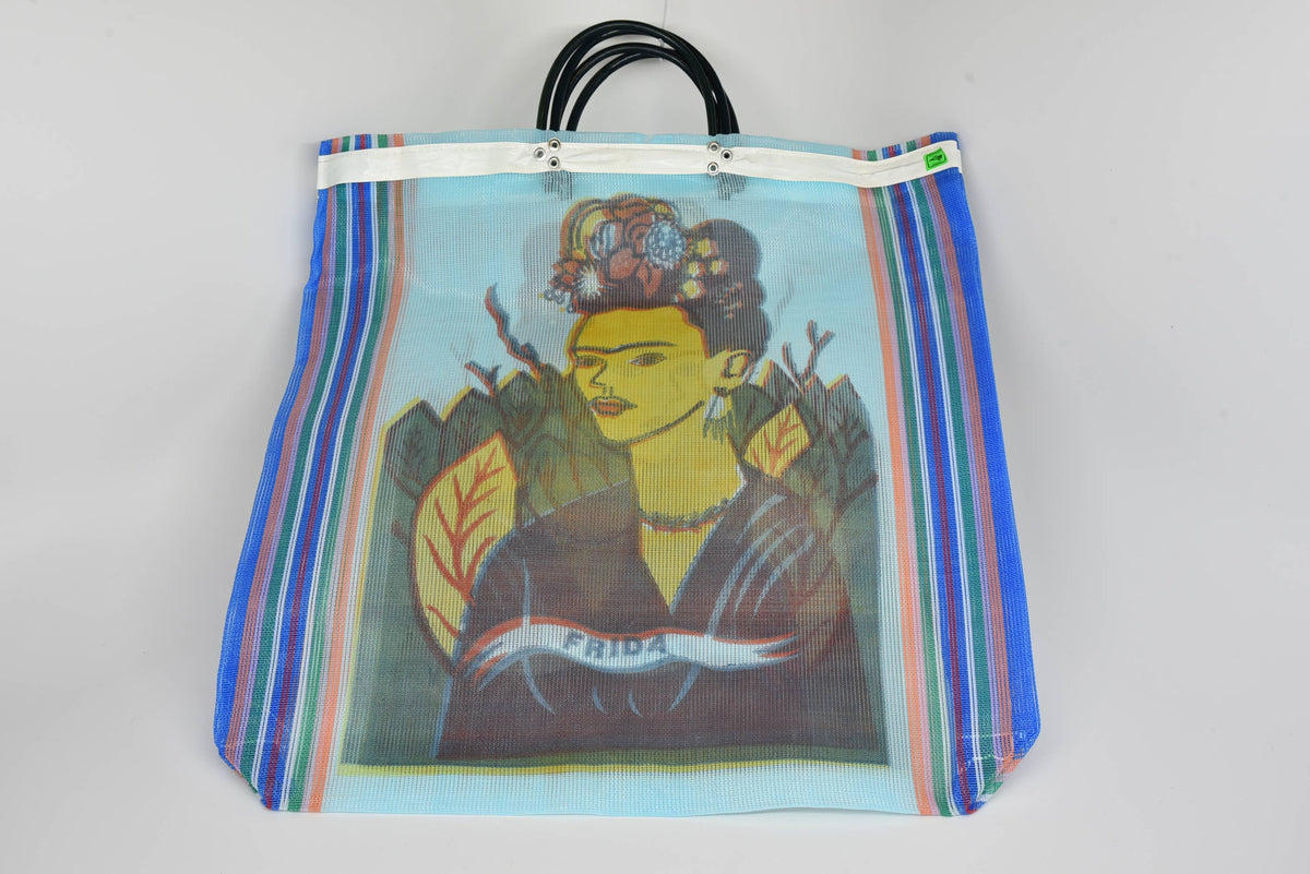 Frida Kahlo Recycled Large Tote Market Bag Mexico Mesh Style