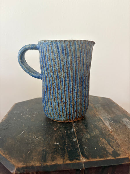 Fluted Blue Pitcher