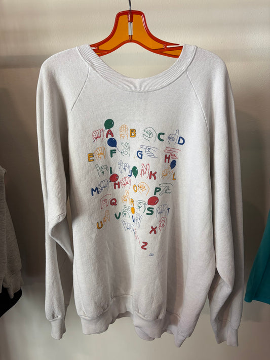 Vintage Sign Language Alphabet Sweatshirt - front