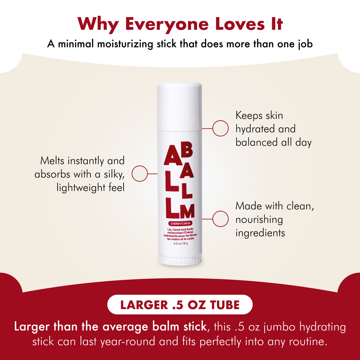 Zizia Giant Multi All Balm Stick-Cherry Hand & Lip Balm