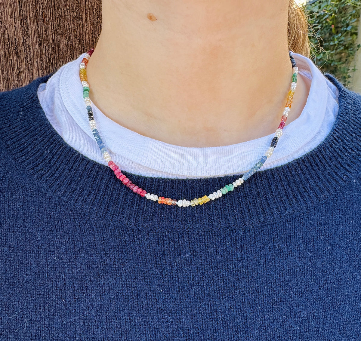 Sapphire and pearl necklace