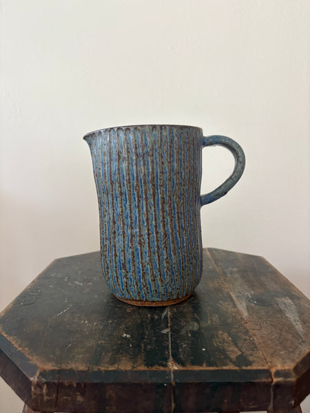 Fluted Blue Pitcher