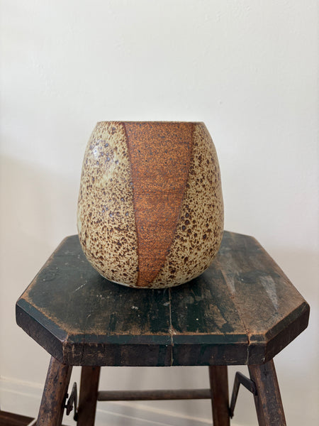 Speckled and Raw Clay Vessel