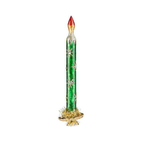 Green Glass Candle Clip Ornament
