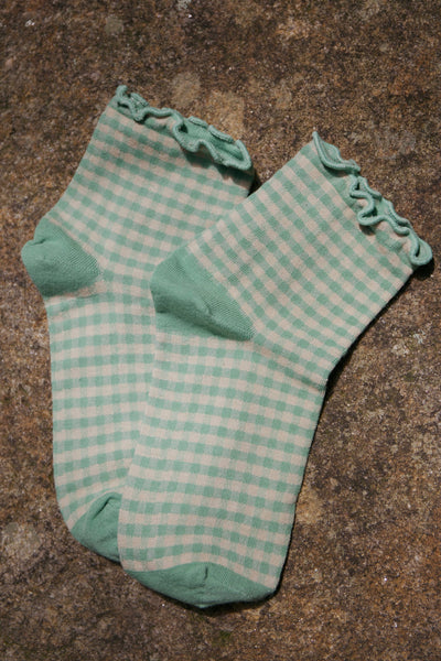 SAGE GINGHAM SOCKS
