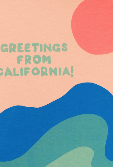 GREETINGS FROM CALIFORNIA WAVES GREETING CARD