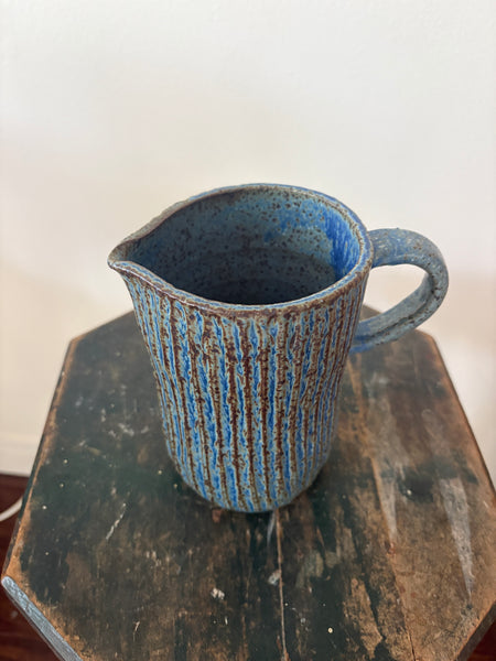 Fluted Blue Pitcher
