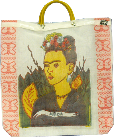 Frida Kahlo Recycled Large Tote Market Bag Mexico Mesh Style