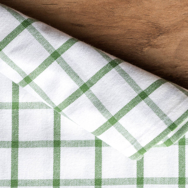 Green Stripe Check Napkins Cotton