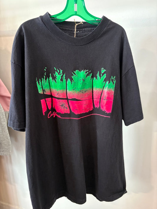 Black Long-Sleeve, Red & Green Palm Graphic