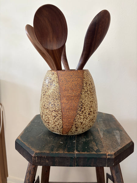 Speckled and Raw Clay Vessel