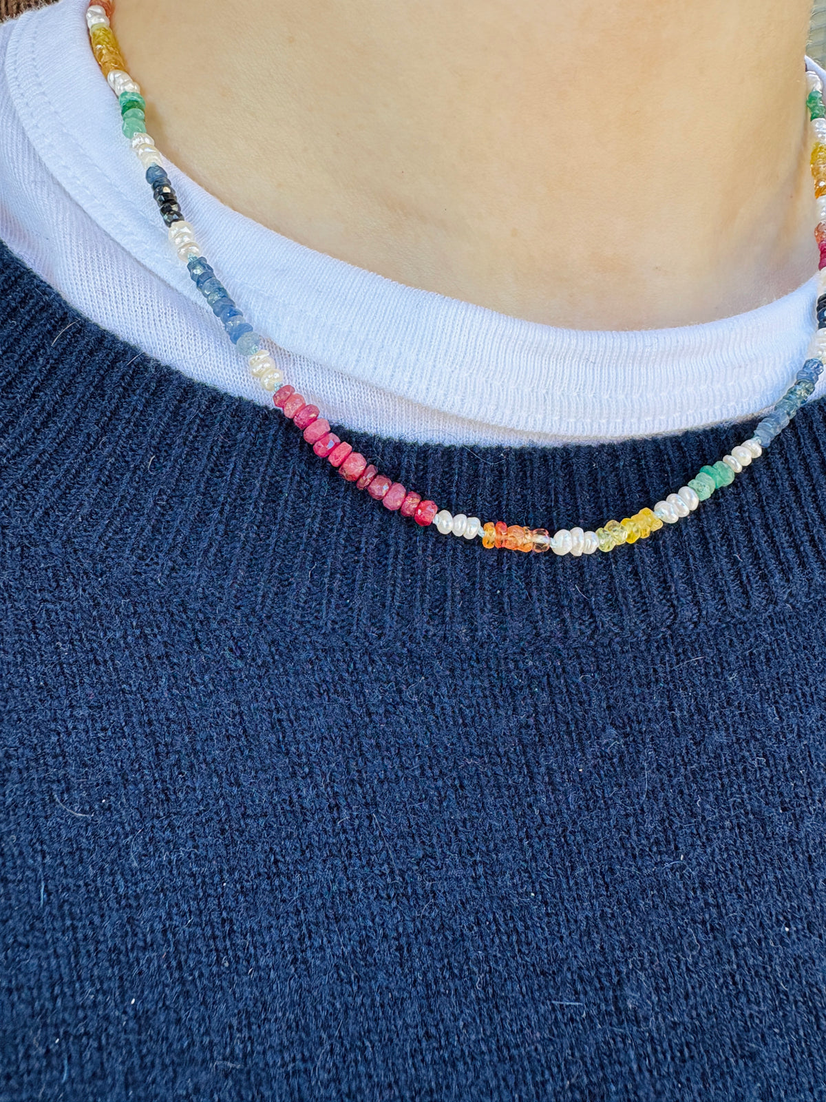 Sapphire and pearl necklace