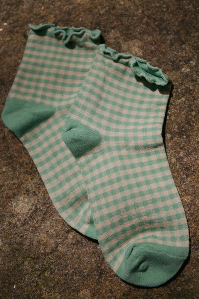 SAGE GINGHAM SOCKS