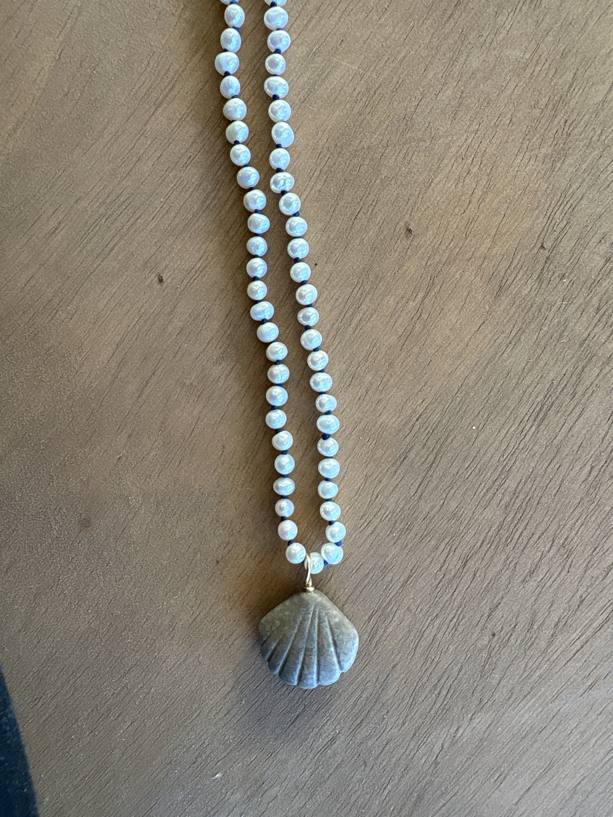 Pearls and stone shell necklace