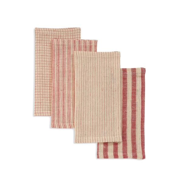 Handwoven Organic Cotton Red Napkins