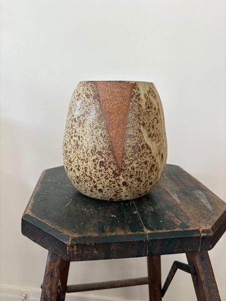 Speckled and Raw Clay Vessel