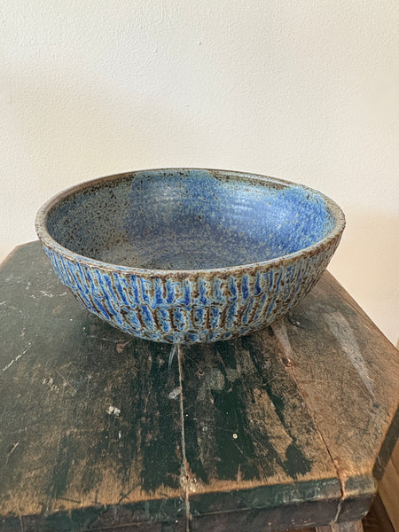 Small Blue Carved Bowl