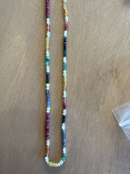 Sapphire and pearl necklace