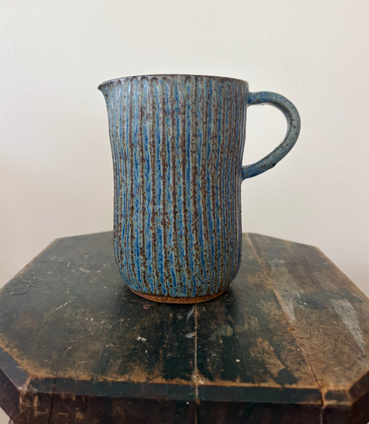 Fluted Blue Pitcher