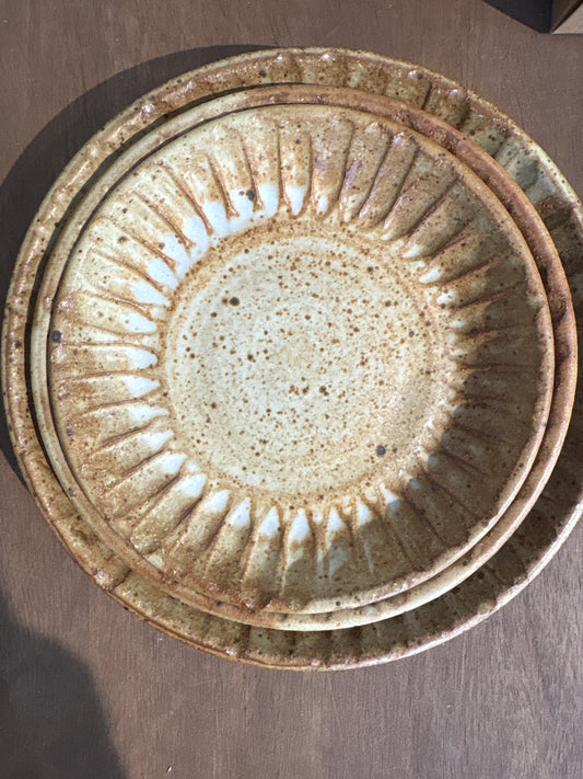 White/ Tan Carved Dishes