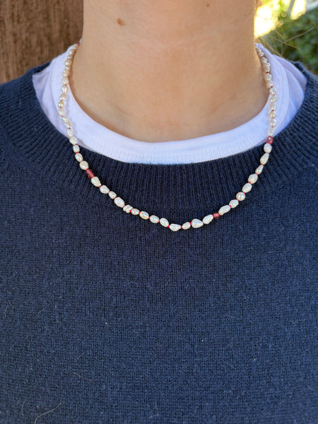 Recycled Pearl and Garnet necklace