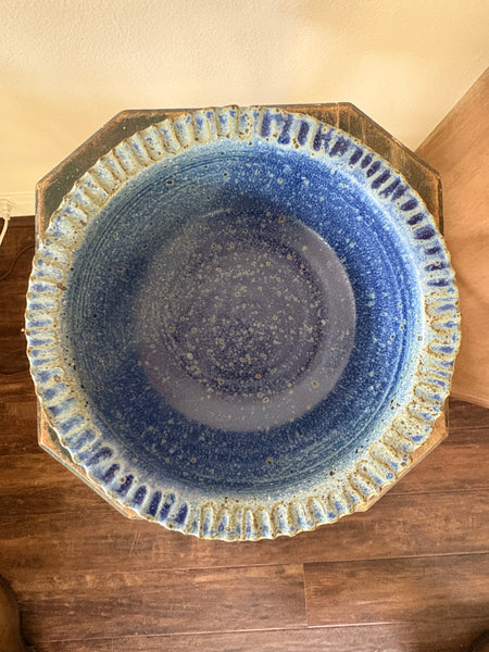 Blue Carved Rim Bowl