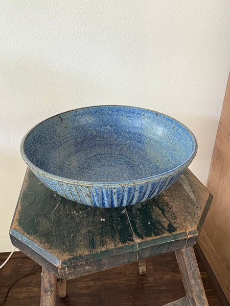 Large Blue Carved Bowl