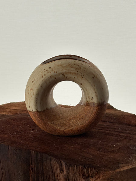 White and Tan Two-Tone Loop Vase - SECOND