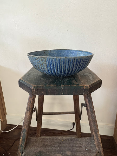 Large Blue Carved Bowl