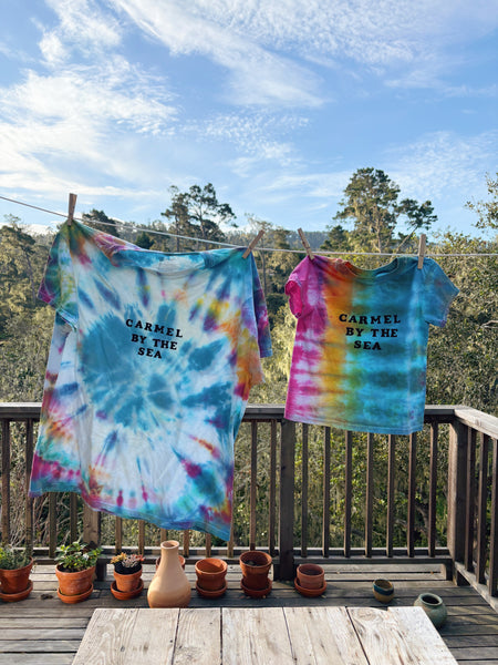 Upcycled Tie Dye Carmel by the Sea Souvenir Adult Tees