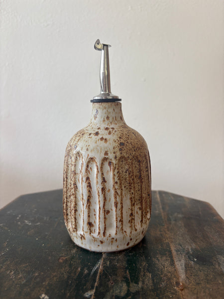 White Speckled Fluted Oil Dispenser