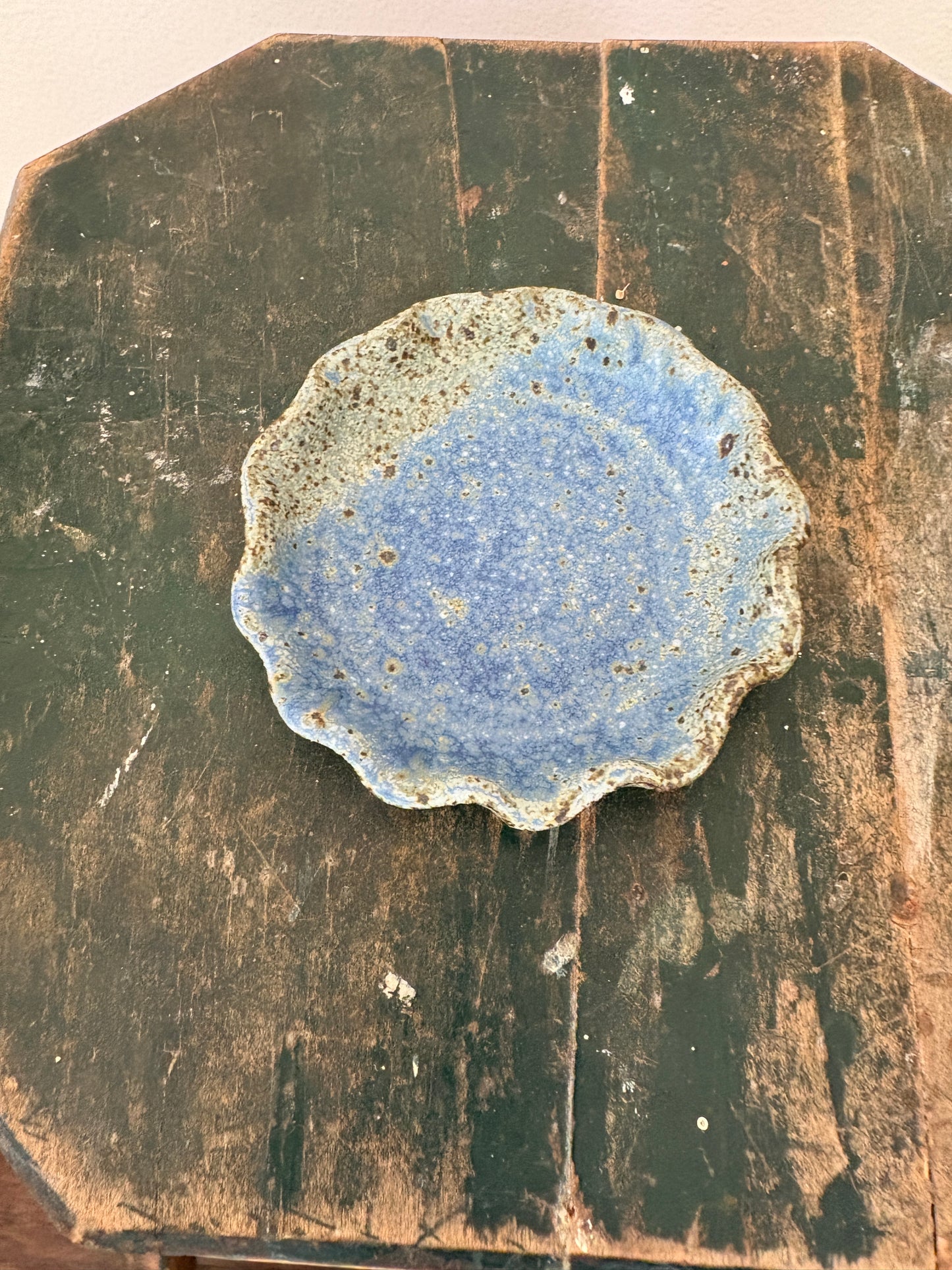 Blue Ruffled Dish