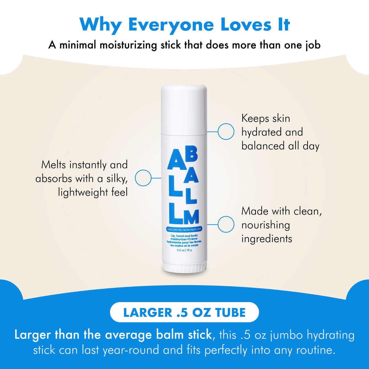 Zizia Giant Multi All Balm Stick-Unscented Hand & Lip Balm