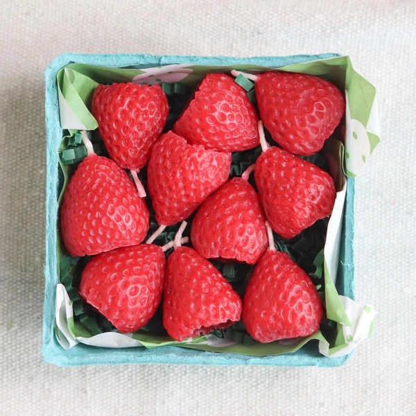 Strawberry Beeswax Birthday Candles