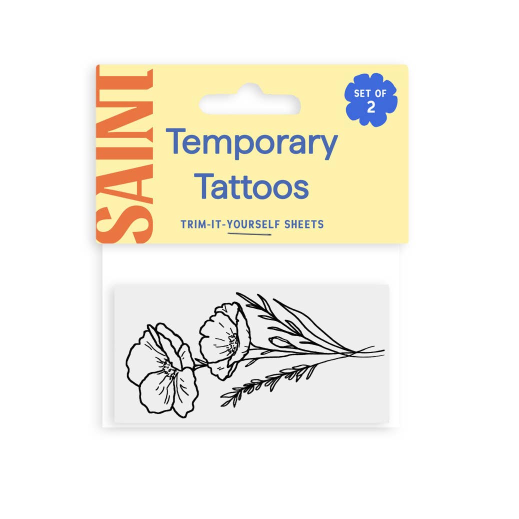 Golden Poppy Temporary Tattoos