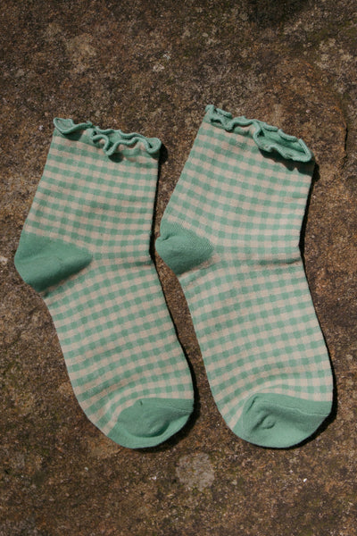 SAGE GINGHAM SOCKS