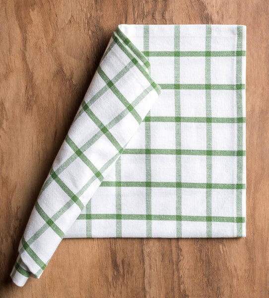 Green Stripe Check Napkins Cotton