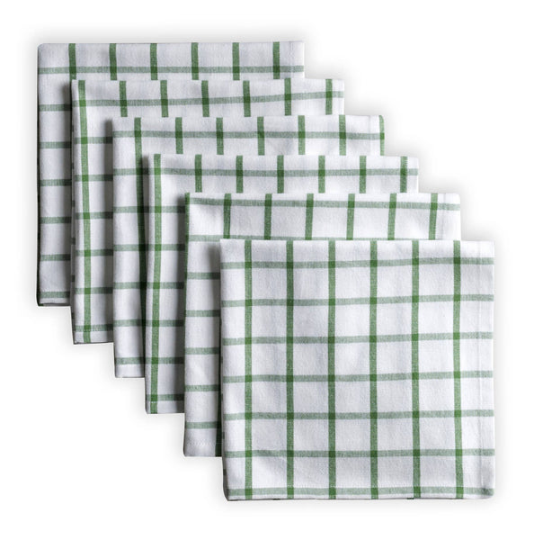 Green Stripe Check Napkins Cotton