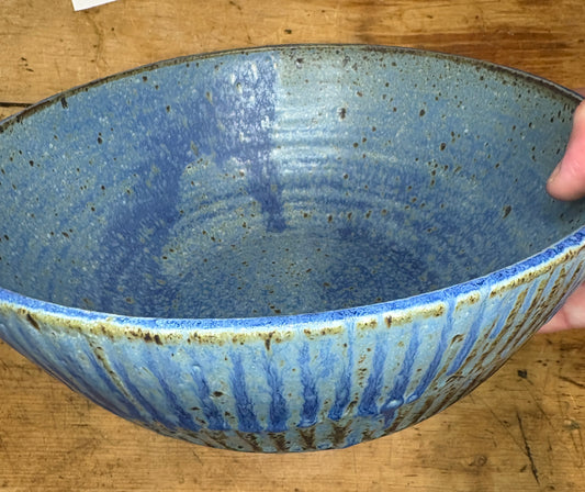 Large Carved Blue Bowl 2