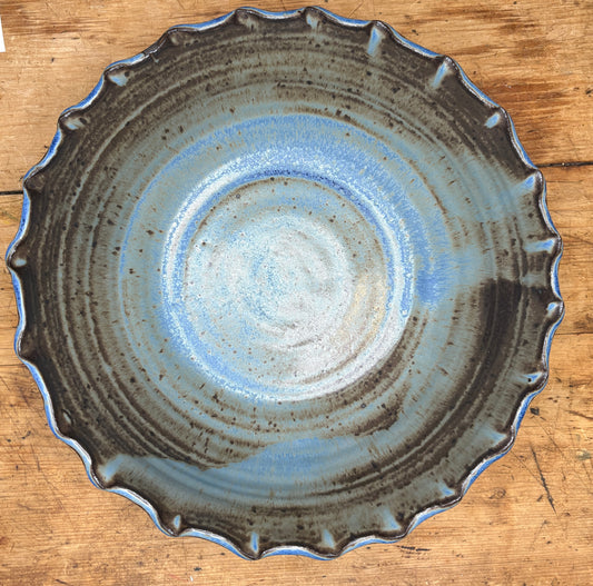 XL Blue Ruffle Bowl