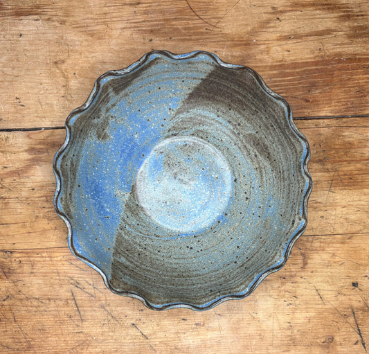 Medium Blue Ruffle Bowl 2