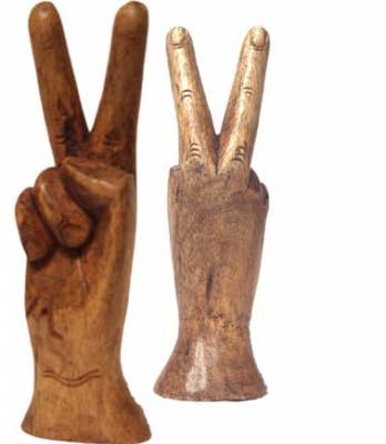 Wooden Peace Sign Hand Small